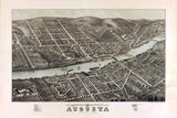 1878 Aerial Map of Augusta Maine