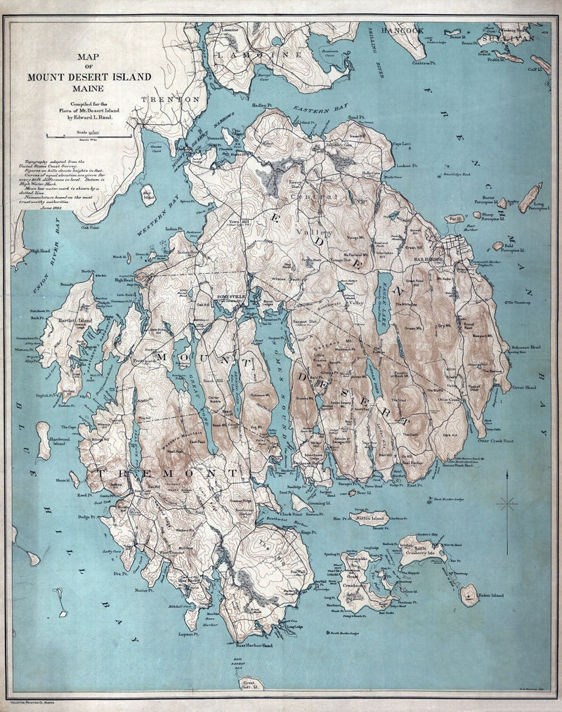1893 Map of Mount Desert Island Maine