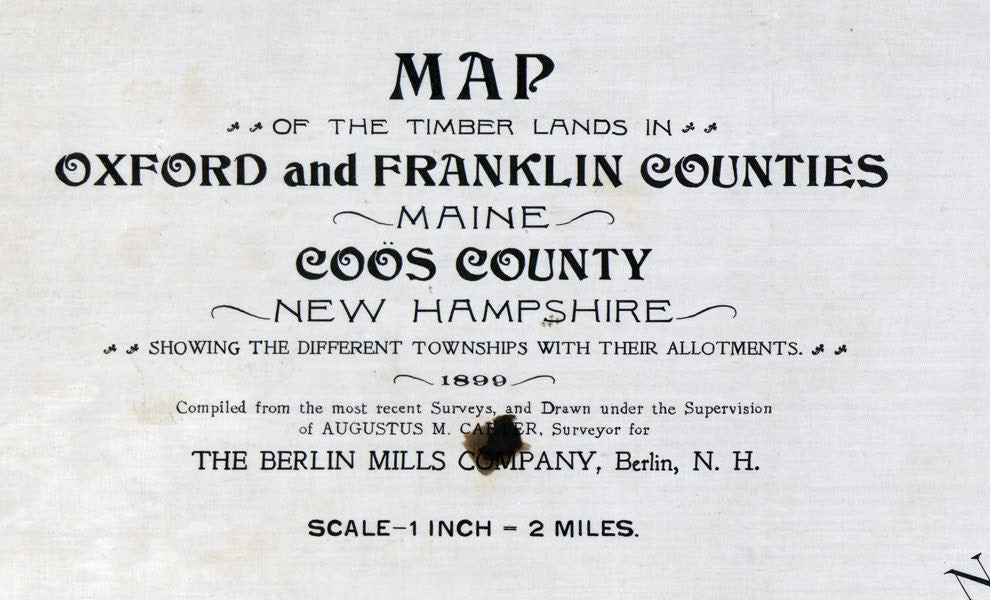 1899 Map of Oxford & Franklin County Maine Coos County New Hampshire