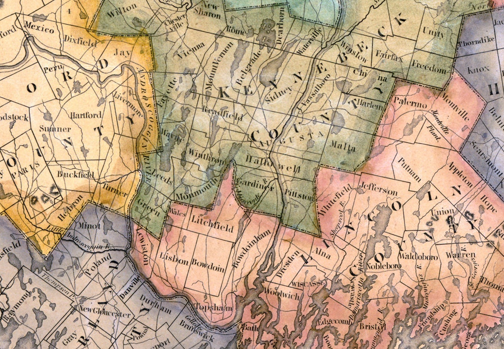 1820 Map of the state of Maine