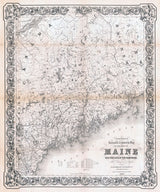 1855 Township & Railroad Map of Maine