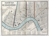 1845 Map of New Orleans Louisiana Buildings Farms