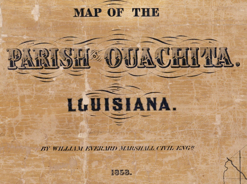 1858 Map of Ouachita County (Parish) Louisiana Plantations Farms