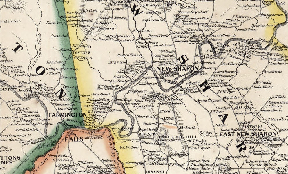 1861 Map of Franklin County Maine Farm Names