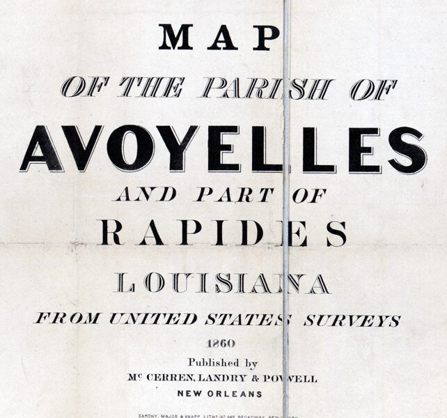 1860 Map of Avoyelles and Rapides County Louisiana