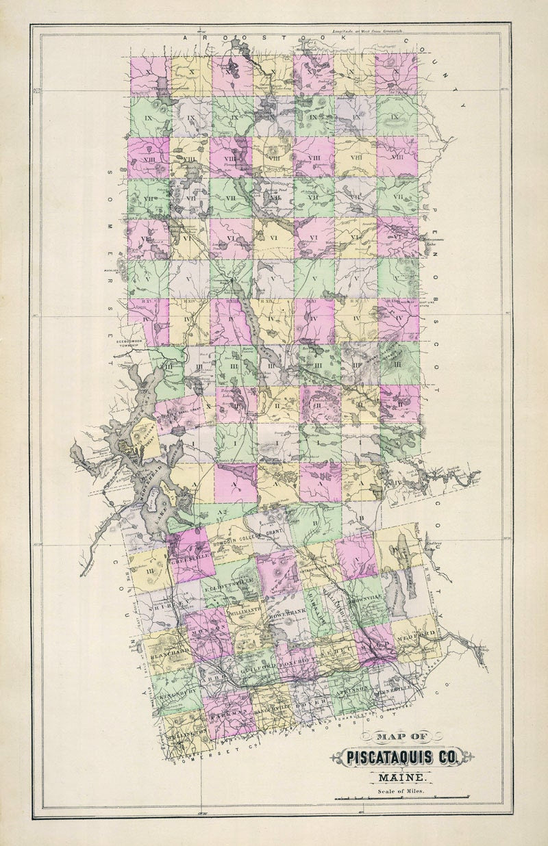 1885 Map of Piscataquis County Maine