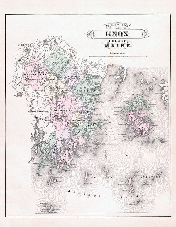 1887 Map of Knox County Maine