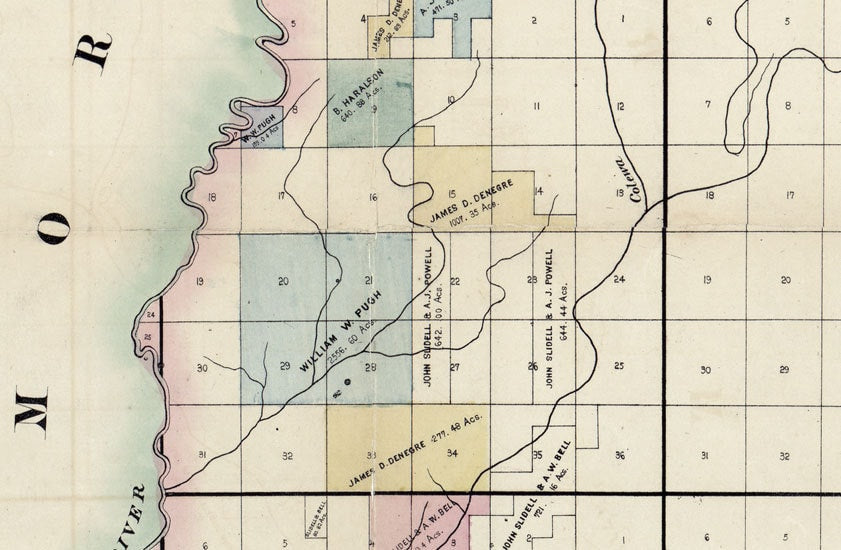 1860 Map of Carroll Parish (County) Louisiana