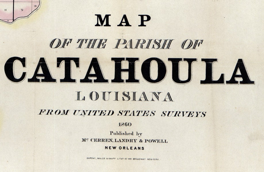 1860 Map of Catahoula County (Parish) Louisiana