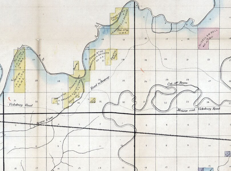 1860 Map of Washita Parish (County) Louisiana