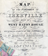 1883 Map of Iberville and West Baton Rouge Parish (County) Louisiana