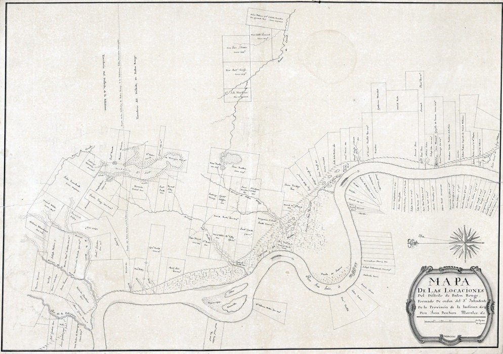 1799 Cadastral Map of Baton Rouge Louisiana