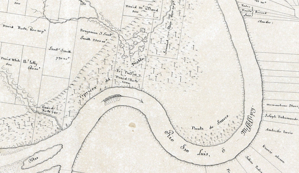 1799 Cadastral Map of Baton Rouge Louisiana