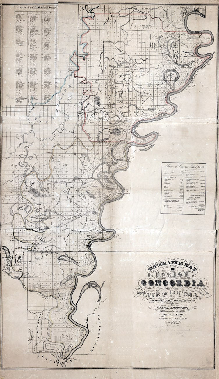 1841 Map of Concordia County Louisiana