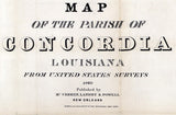 1860 Map of Concordia County (Parish) Louisiana