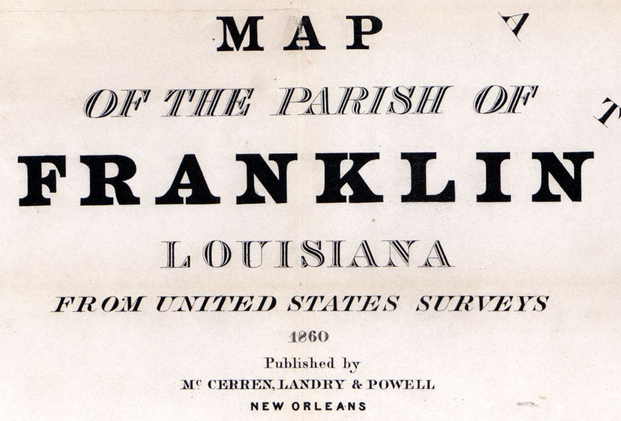 1860 Map of Franklin Parish (County) Louisiana Winnsboro