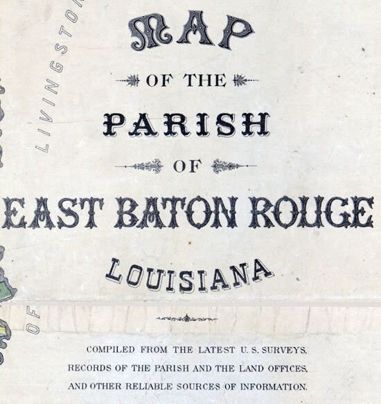 1895 Map of East Baton Rouge Parish (County) Louisiana