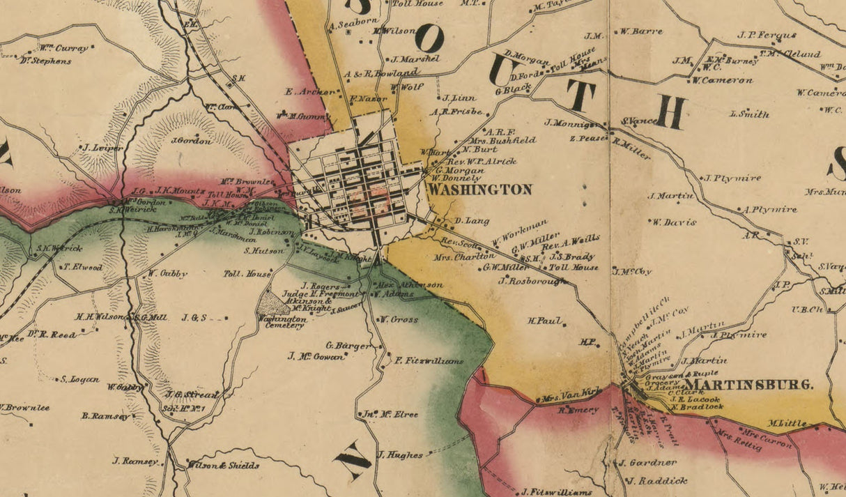 1861 Map of Washington County PA from actual surveys