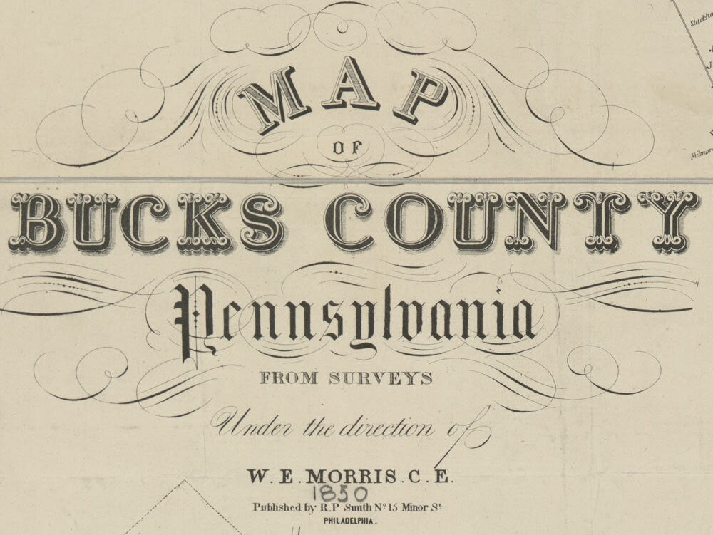 1850 Map of Bucks County Pa from Surveys Research Map Farm Names