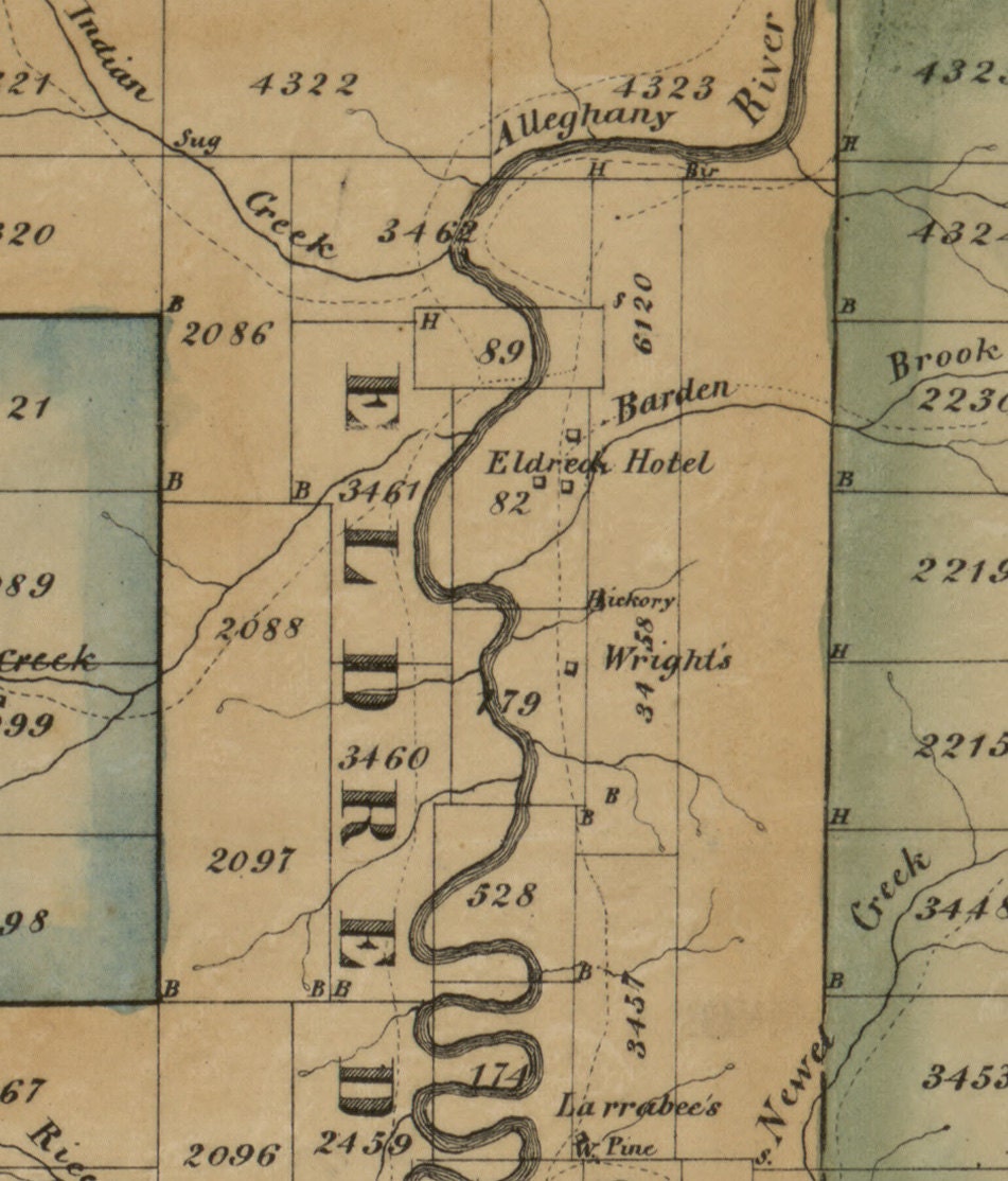 1857 Map of Mckean County Pennsylvania farm line map