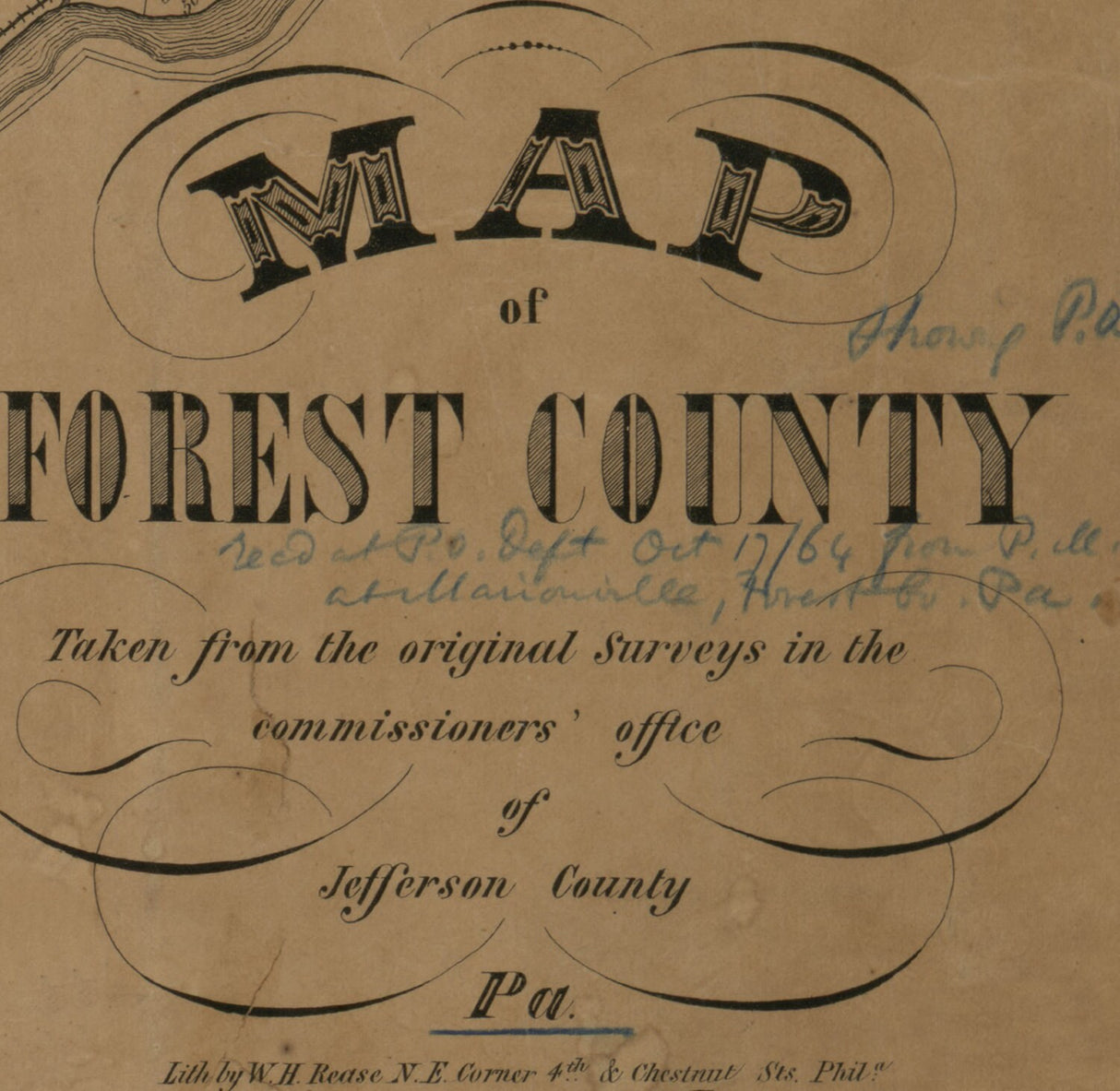 1864 Farm Line Map of Forest County Pennsylvania