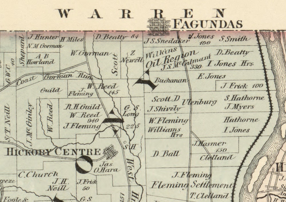 1876 Landowner Map of Forest County Pennsylvania