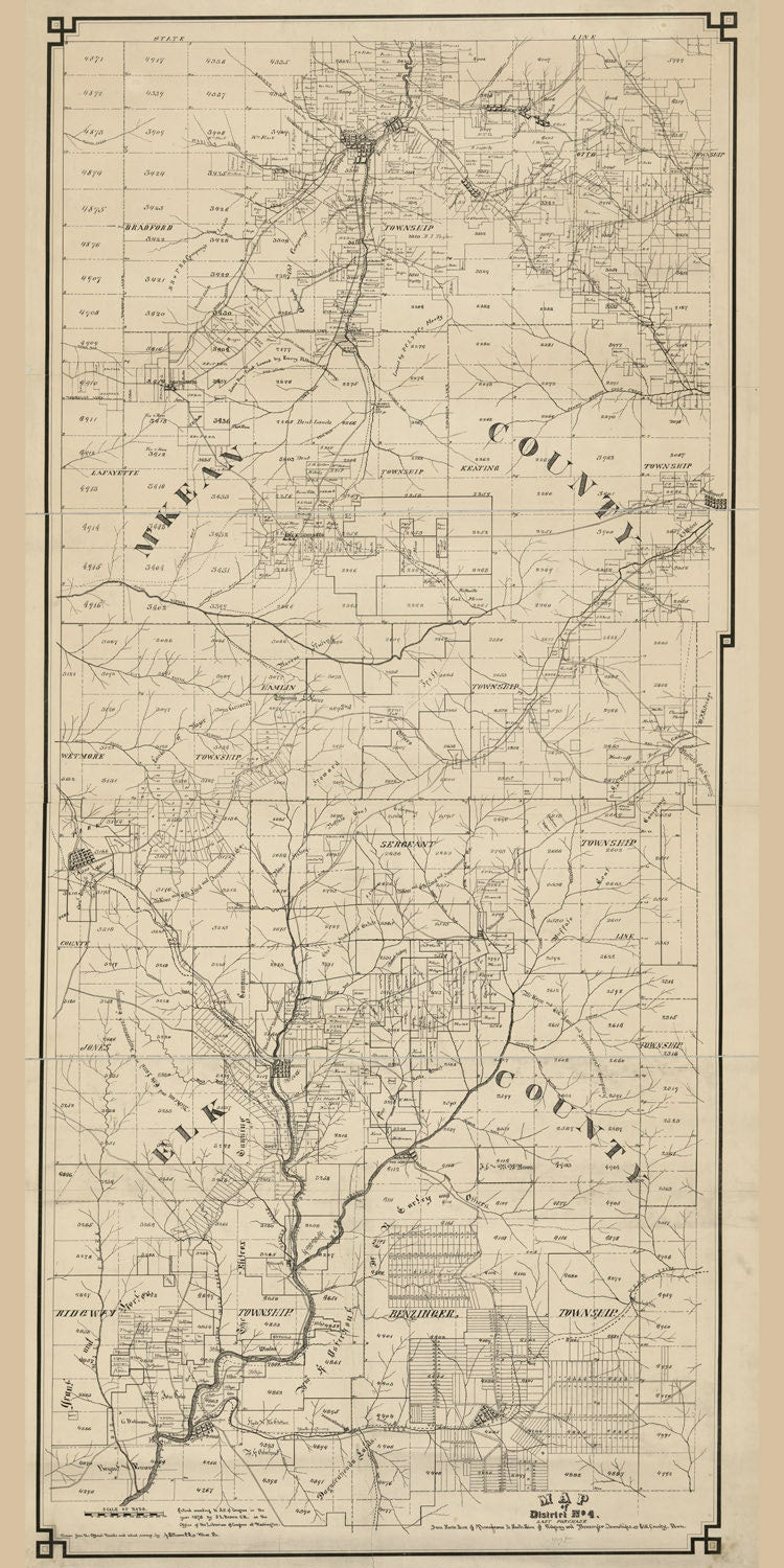 1878 Farm Line Map Part of Elk County and McKean County Pa