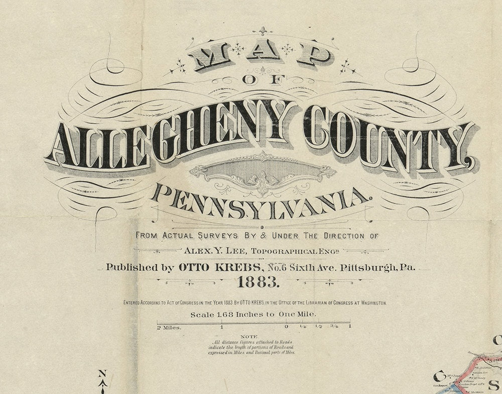 1883 Landowner Map of Allegheny County & Pittsburgh Pa