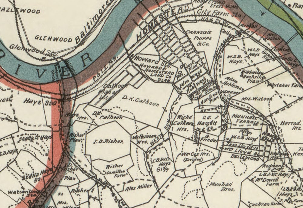 1898 Farm Line Map of Allegheny County Pa Pittsburgh