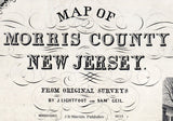 1853 Map of Morris County New Jersey Morristown