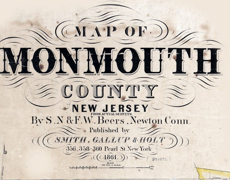 1861 Map of Monmouth County New Jersey