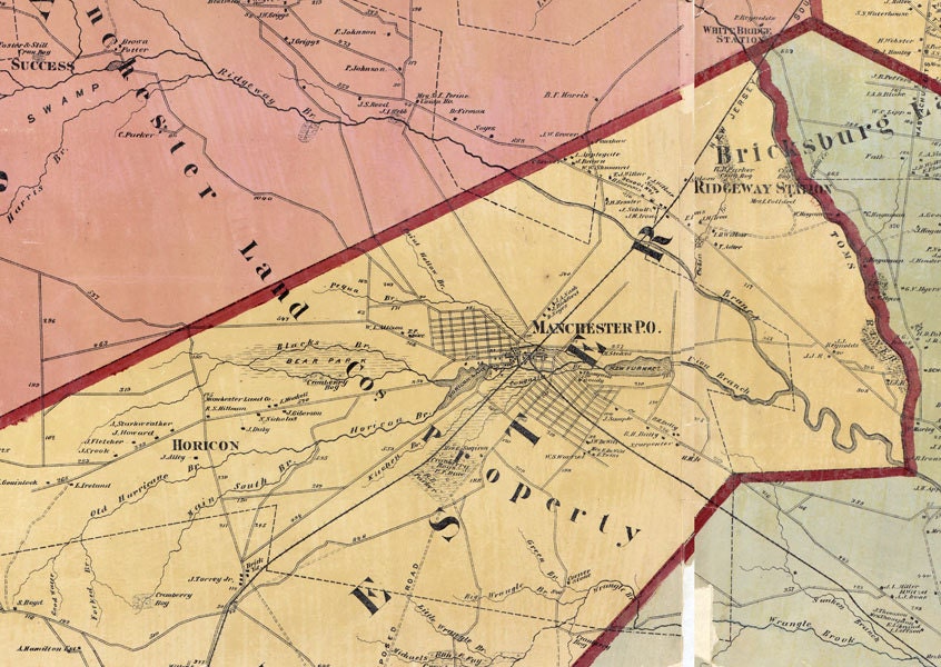 1872 Map of Ocean County New Jersey Bricksburg