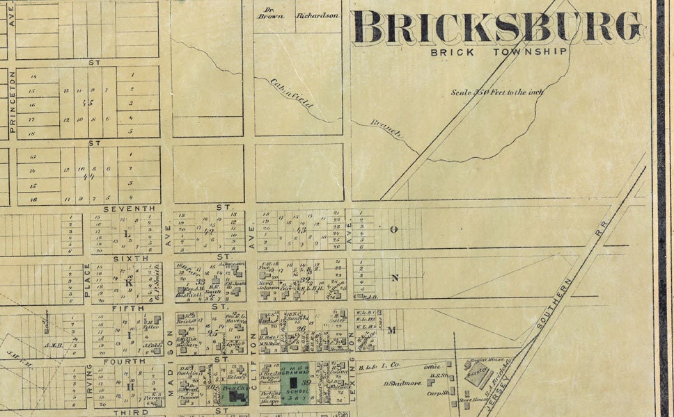 1872 Map of Ocean County New Jersey Bricksburg