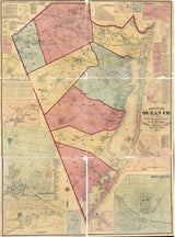 1872 Map of Ocean County New Jersey Bricksburg