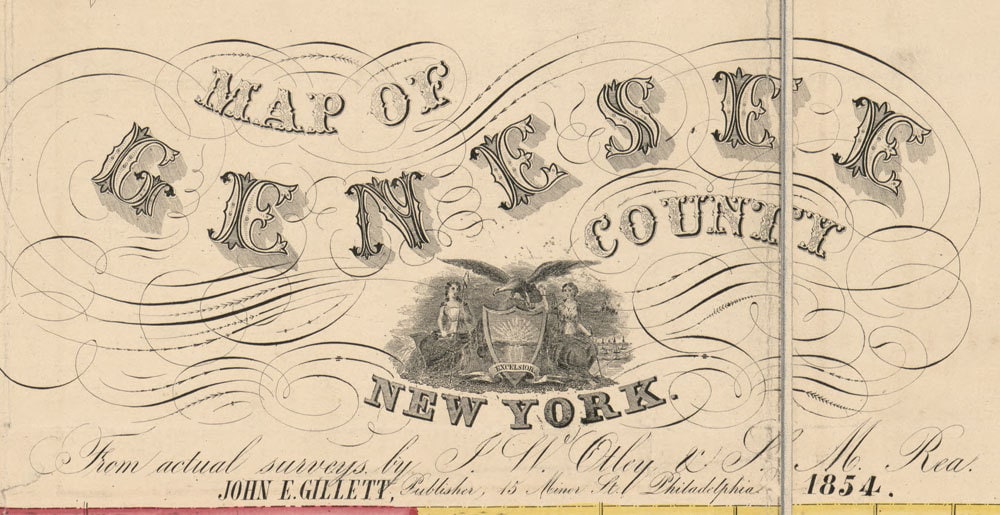 1854 Map of Genesee County NY from actual surveys