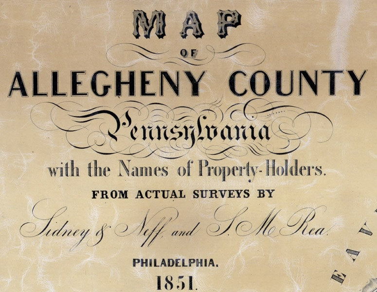 1851 Map of Allegheny County Pennsylvania Genealogy Pittsburgh