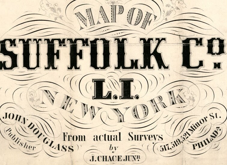 1858 Map of Suffolk County New York from actual surveys