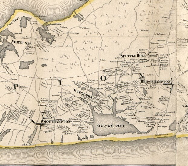 1858 Map of Suffolk County New York from actual surveys