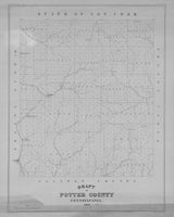 1856 Early Draft Map of Potter County PA Showing Settlements