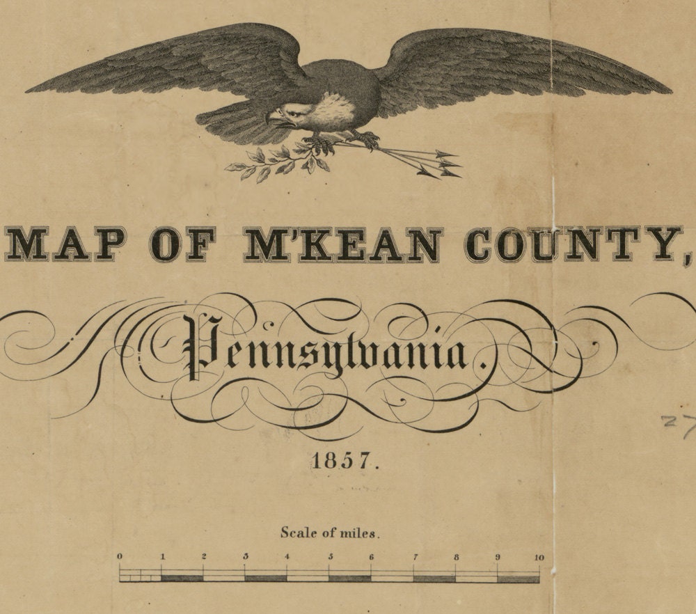 1857 Map of Mckean County Pennsylvania farm line map