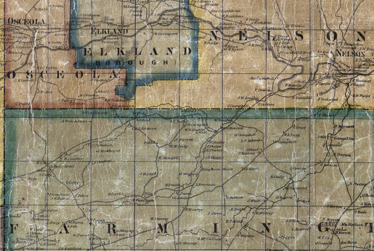 1862 Map of Tioga County Pennsylvania