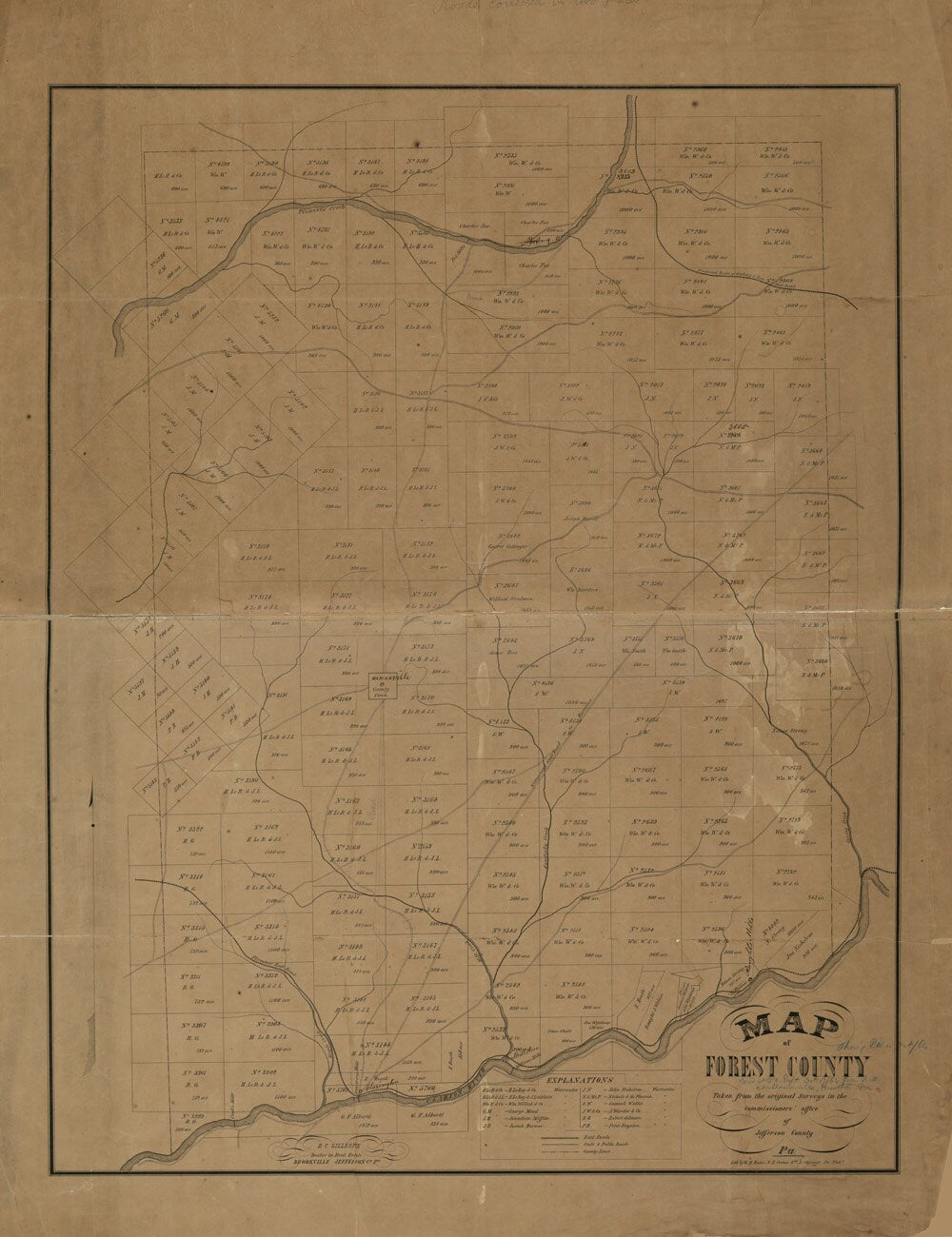 1864 Farm Line Map of Forest County Pennsylvania