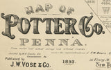 1893 Farm Line Map of Potter County Pa from actual surveys
