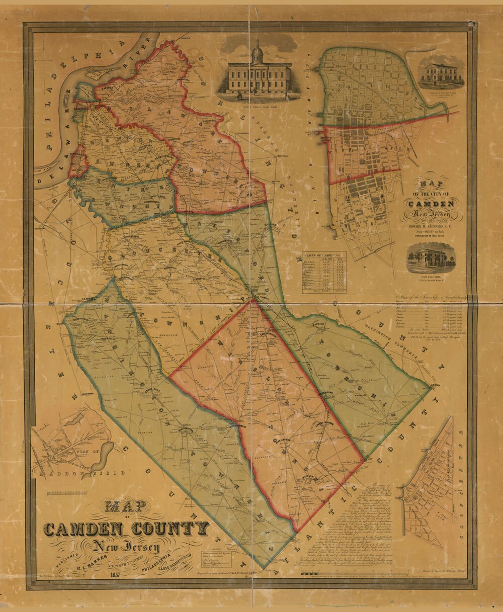1857 Map of Camden County New Jersey