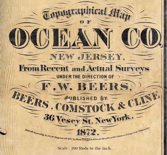 1872 Map of Ocean County New Jersey Bricksburg