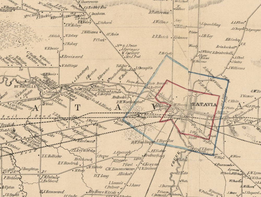 1854 Map of Genesee County NY from actual surveys