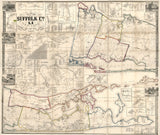1858 Map of Suffolk County New York from actual surveys