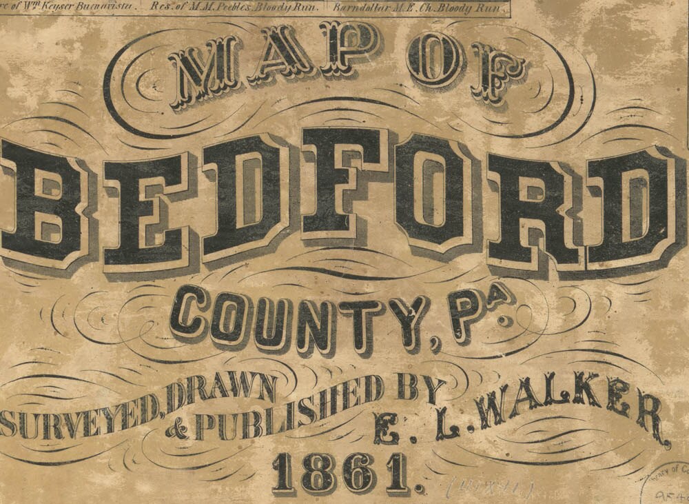 1861 Map of Bedford County PA Genealogy