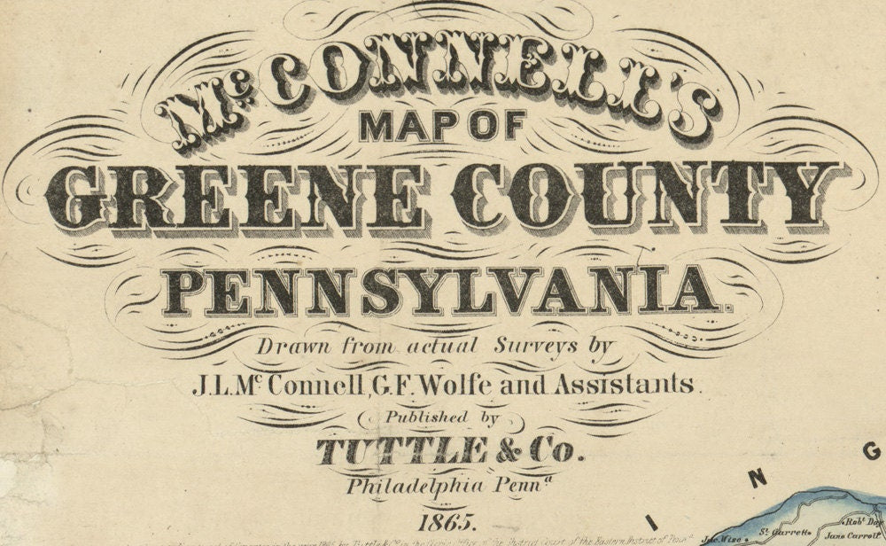 1865 McConnells Map of Greene County Pa Canvas Print Fine Art