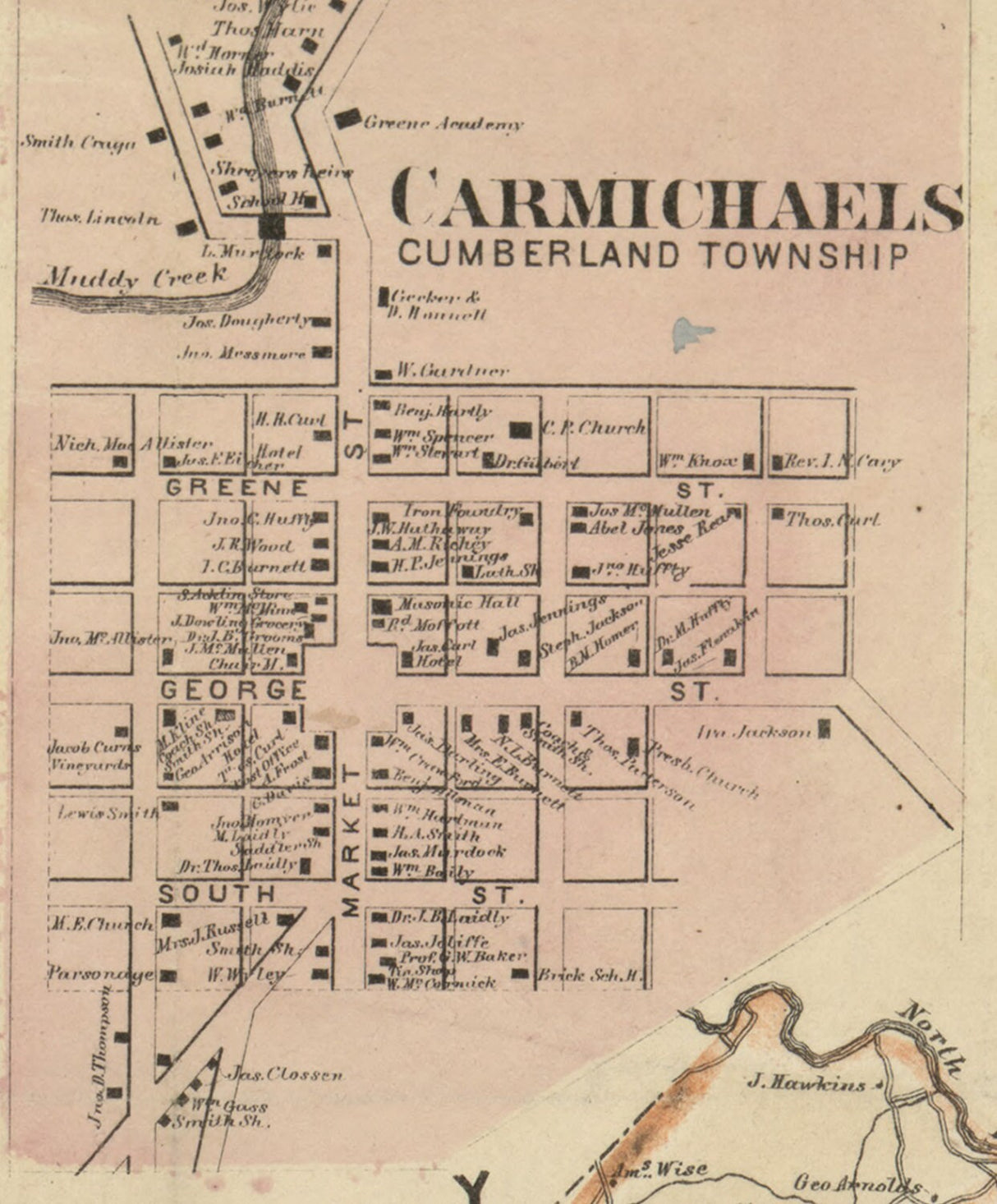 1865 McConnells Map of Greene County Pa Canvas Print Fine Art